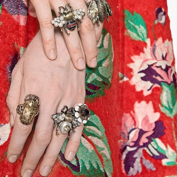 NWW Gucci Bee Ring with Crystals and Pearl XS (US size 5.25), M (US size 7.5) - Picture 14 of 16